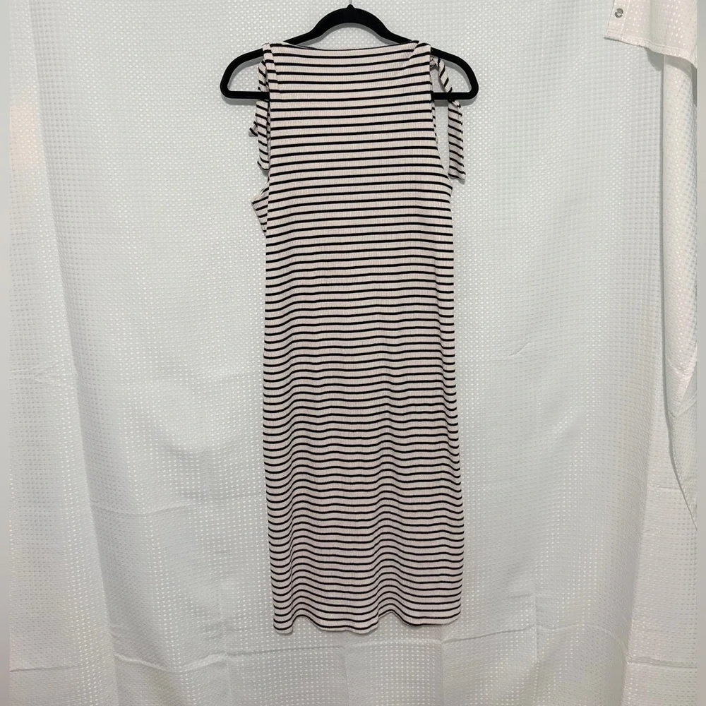 Rita Row Concha Navy/White Stripe Tie Straps V Neck Cotton Blend S - Picture 7 of 8